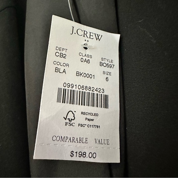 J. Crew One Button Blazer Black New Womens 6 Black Academia Career - Picture 8 of 10